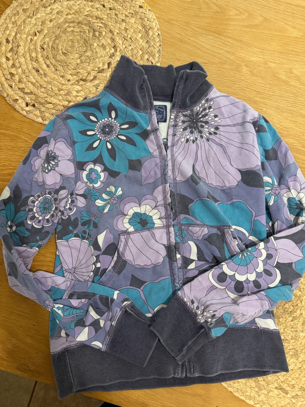 Lucky Brand Women’s Floral Zip Hoodie in Purple & Teal